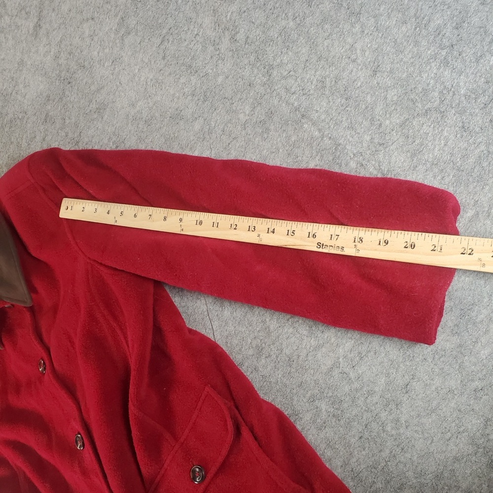 L.L Bean Chore Jacket Womens XL Petite Red 0F‎ JN7 Wool Utility Barn Overcoat - Picture 6 of 8